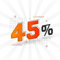 45 rabatt marknadsföring baner befordran. 45 procent försäljning PR design. vektor
