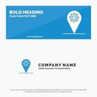 Business Location Map Gear solide Symbol-Website-Banner und Business-Logo-Vorlage vektor