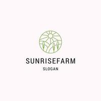 Sonnenaufgang-Farm-Logo-Symbol flache Design-Vorlage vektor