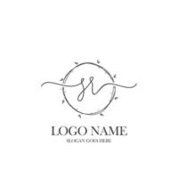 anfängliches sr-schönheitsmonogramm und elegantes logo-design, handschriftliches logo der ersten unterschrift, hochzeit, mode, blumen und botanik mit kreativer vorlage. vektor