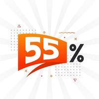 55 rabatt marknadsföring baner befordran. 55 procent försäljning PR design. vektor