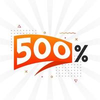 500 Rabatt-Marketing-Banner-Promotion. 500 Prozent verkaufsförderndes Design. vektor