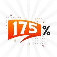 175 rabatt marknadsföring baner befordran. 175 procent försäljning PR design. vektor
