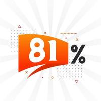 81 rabatt marknadsföring baner befordran. 81 procent försäljning PR design. vektor