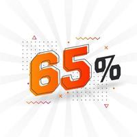 65 rabatt marknadsföring baner befordran. 65 procent försäljning PR design. vektor