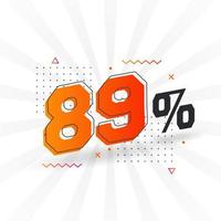 89 rabatt marknadsföring baner befordran. 89 procent försäljning PR design. vektor