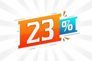 23 Rabatt-Marketing-Banner-Promotion. 23 Prozent verkaufsförderndes Design. vektor