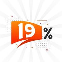19 Rabatt-Marketing-Banner-Promotion. 19 Prozent verkaufsförderndes Design. vektor