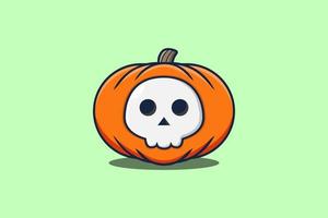 söt maskot tecknad serie skrämmande pumpa halloween skalle vektor