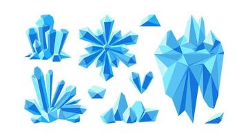 isberg med kristaller och snöflinga för arktisk landskap. uppsättning av kristall Ädelsten och stenar för spel design. vektor illustration
