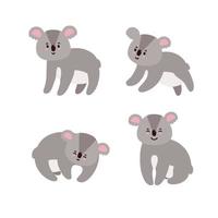 Reihe von Koalas. glückliche Koalas isoliert in weißem Hintergrund. Vektor-Illustration vektor