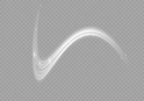 weiß leuchtende glänzende Linien bewirken Vektorhintergrund. leuchtend weiße Linien der Geschwindigkeit. leicht leuchtender Effekt. Lichtspurwelle, Feuerpfad-Spurlinie und Glühkurvenwirbel. vektor