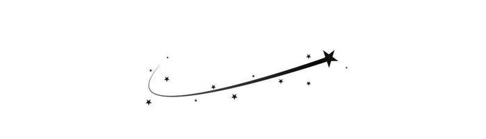 abstrakte sternschnuppe, fallender stern mit einem mächtigen hinterstern auf weißem hintergrund meteoroid, komet, geschwindigkeitslinie, bewegungswirbel, asteroid, geschwindigkeitsbewegungslinie. vektor