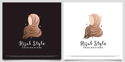 Designvorlage für das Logo der muslimischen Frauen mit Hijab mit modernem Konzept und kreativem Element vektor