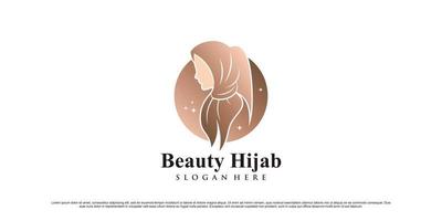 Designvorlage für das Logo der muslimischen Frauen mit Hijab mit modernem Konzept und kreativem Element vektor
