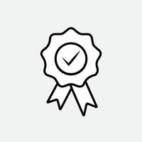 Rosettenstempel-Symbol, zugelassenes oder zertifiziertes Medaillensymbol in flachem Design. hochwertige Belohnung. editierbarer Strich. kann für digitale Produkte, Präsentationen, Druckdesign und mehr verwendet werden. vektor