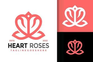 Herz-Rosen-Logo-Design, Markenidentitäts-Logos-Vektor, modernes Logo, Logo-Designs-Vektor-Illustrationsvorlage vektor