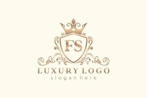 första fs brev kunglig lyx logotyp mall i vektor konst för restaurang, kungligheter, boutique, Kafé, hotell, heraldisk, Smycken, mode och Övrig vektor illustration.