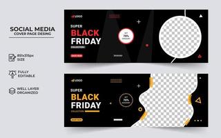 schwarzer freitag social media post facebook cover vorlage, moderner und kreativer business cover banner design vektor