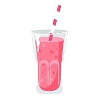 milchshake-smoothie-cocktailglas, milchkartonbanane und erdbeere isoliert. vektor