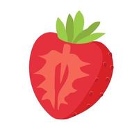 stawberry röd sommar frukt, vit bakgrund. vektor grafisk illustration. vegetarian Kafé skriva ut, affisch, kort. naturlig, organisk efterrätt ljuv, färsk bär.