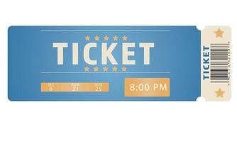 Ticket auf blauem Hintergrund. Messe. passieren. Barcode. Kino, Theater, Ausstellung. vektor