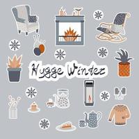 Hygge-Aufkleber-Set vektor