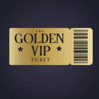 goldenes vip-ticket mit barcode. vektor