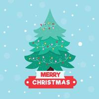 glad jul träd på blå bakgrund. vektor illustration
