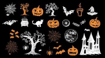 halloween symboler handritade illustrationer vektor