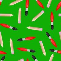 Nahtloses Muster mit Zeichenpinsel und Bleistift auf grünem Hintergrund. Schulmuster vektor