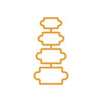 eps10 orange Vektor menschliche Wirbelsäule Knochen Struktursymbol isoliert auf weißem Hintergrund. Wirbelsäulendiagnostik-Umrisssymbol in einem einfachen, flachen, trendigen, modernen Stil für Ihr Website-Design, Logo und mobile App