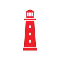 eps10 rotes Vektorleuchtturm-Gebäudesymbol isoliert auf weißem Hintergrund. Searchlight Island Beach Coast Symbol in einem einfachen, flachen, trendigen, modernen Stil für Ihr Website-Design, Logo und Handy vektor