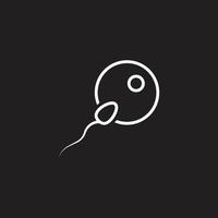 eps10 vit vektor sperma och ägg linje konst ikon isolerat på svart bakgrund. befruktning eller mål översikt symbol i en enkel platt trendig modern stil för din hemsida design, logotyp, och mobil app