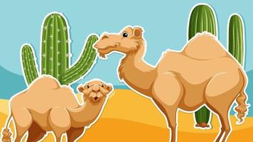 Hintergrundvorlage von Kamelen in der Wüste vektor