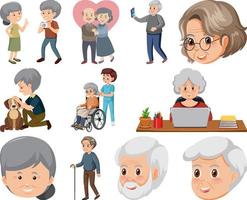samling av äldre människor ikoner vektor