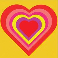Herzkonzept mit einer Vielzahl von Farben und einem gelben Hintergrund vektor