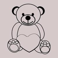 Teddybär mit Herzdesign auf grauem Hintergrund vektor
