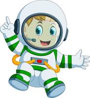 Lycklig pojke i astronaut kostym vektor