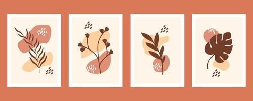 abstrakt form och blad boho modern minimalistisk clipart vektor