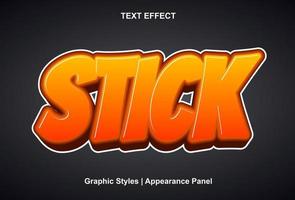Stick-Text-Effekt mit orangefarbenem 3D-Stil. vektor