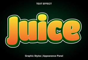 juice text effekt med grafisk stil och redigerbar vektor
