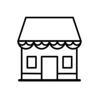 Logo-Symbol eines Ladens, Kiosks oder Händlerstands. Symbol oder Logo für Handelsimmobilien. Bearbeitbare Illustration des Ladenhaus- oder Handelsmarkensymbols vektor