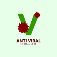 brev v antiviral medicinsk och sjukvård vektor logotyp design