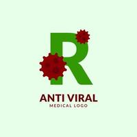 buchstabe r antivirales medizinisches und gesundheitsvektorlogodesign vektor