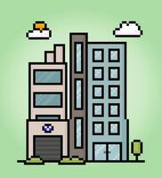 8-Bit-Pixel-Icon-High-Building in Vektorgrafiken für Spiel-Assets und Web-Icons vektor