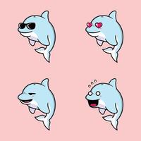 vektor illustration av söt delfin emoji
