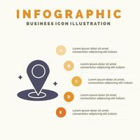 Standortnavigation Ort solides Symbol Infografiken 5 Schritte Präsentationshintergrund vektor