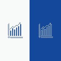 Graf analys företag diagram marknadsföring statistik trender linje och glyf fast ikon blå baner l vektor