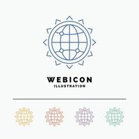 Welt. Globus. seo. Geschäft. Optimierung 5-farbige Linie Web-Icon-Vorlage isoliert auf weiß. Vektor-Illustration vektor